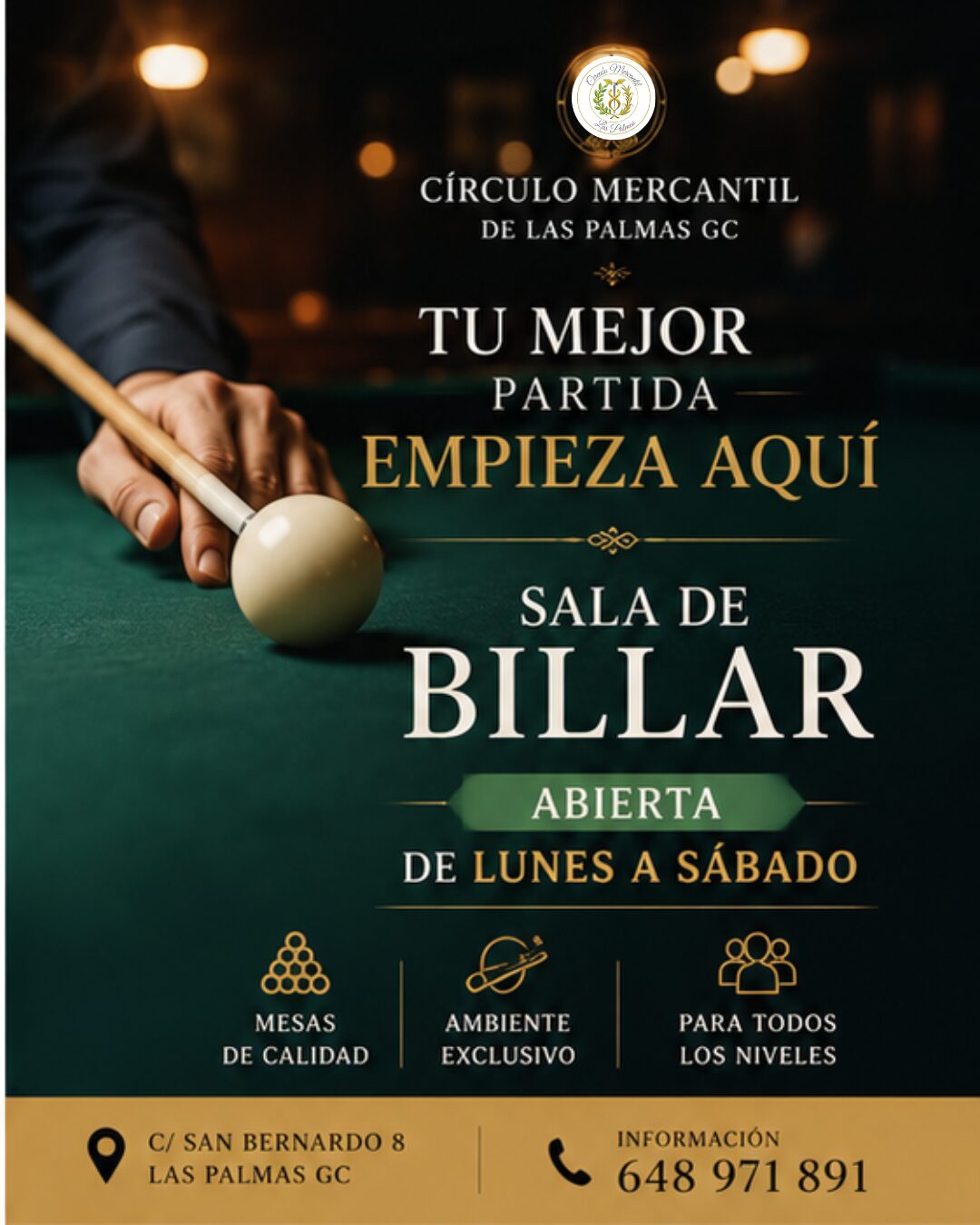 Cartel de la sala de billar del Círculo Mercantil