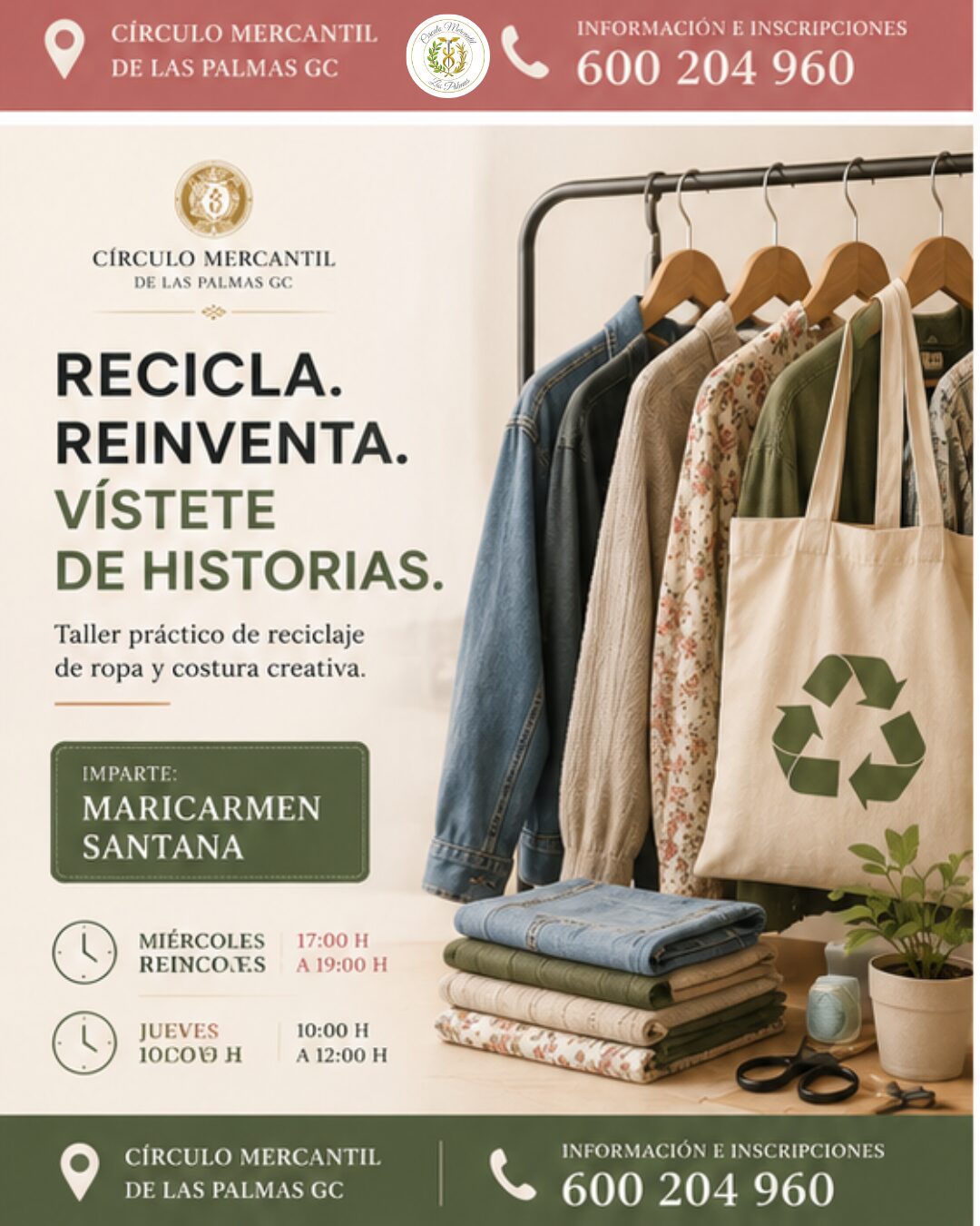 Cartel del taller de reciclaje de ropa