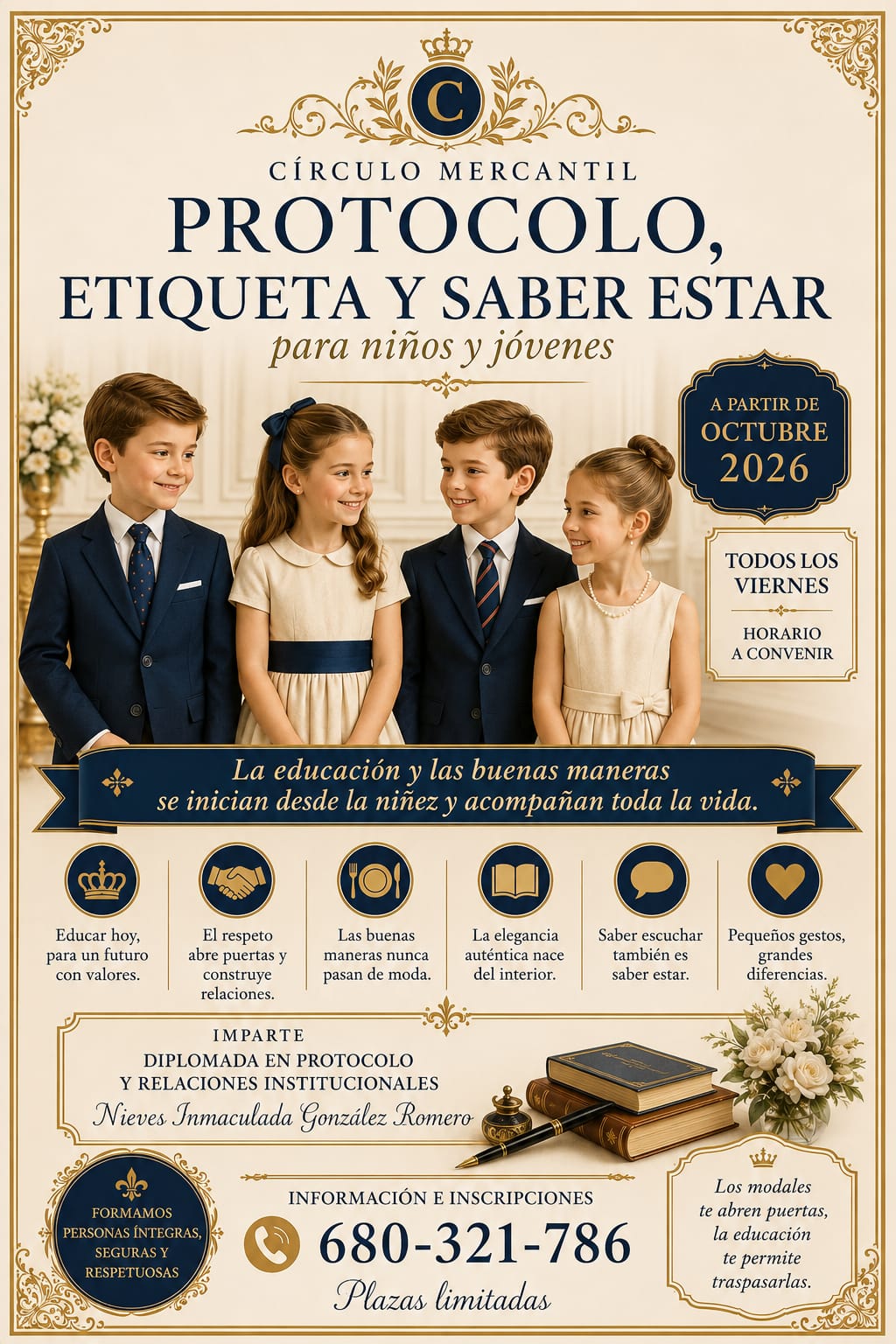 Cartel de protocolo, etiqueta y saber estar